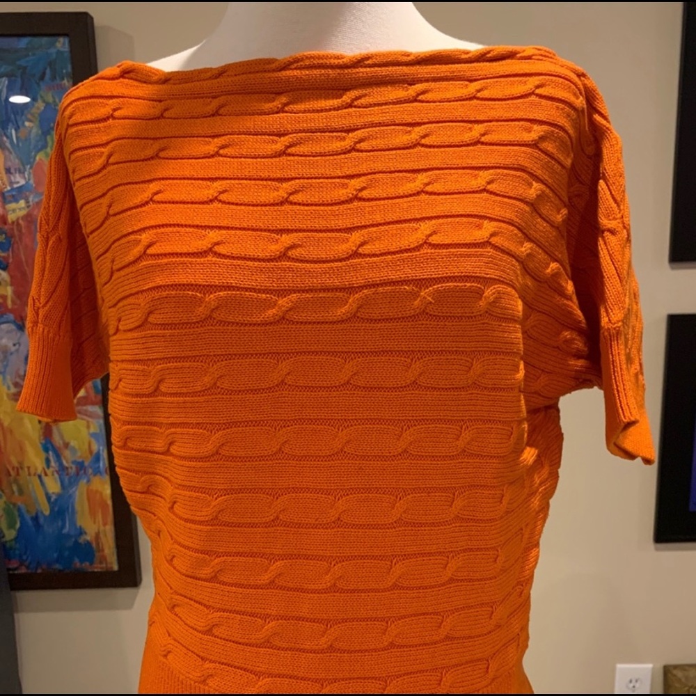 Y2K Ralph Lauren Orange Horizontal Cable Sweater
